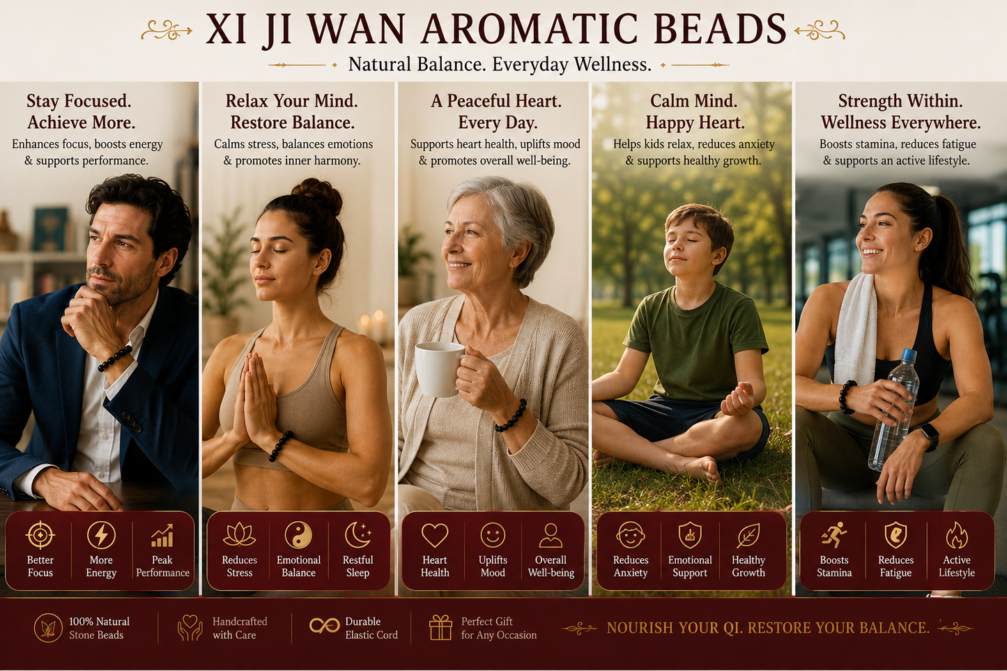 Xi Ji Wan He Xiang Zhu Bracelet | Handmade Chinese Herbal Aroma Beads for Warm Balance & Circulation Rituals