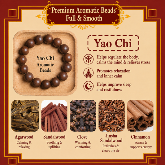 Yao Chi He Xiang Zhu Bracelet | Handmade Chinese Herbal Aroma Beads for Relaxation & Restful Sleep