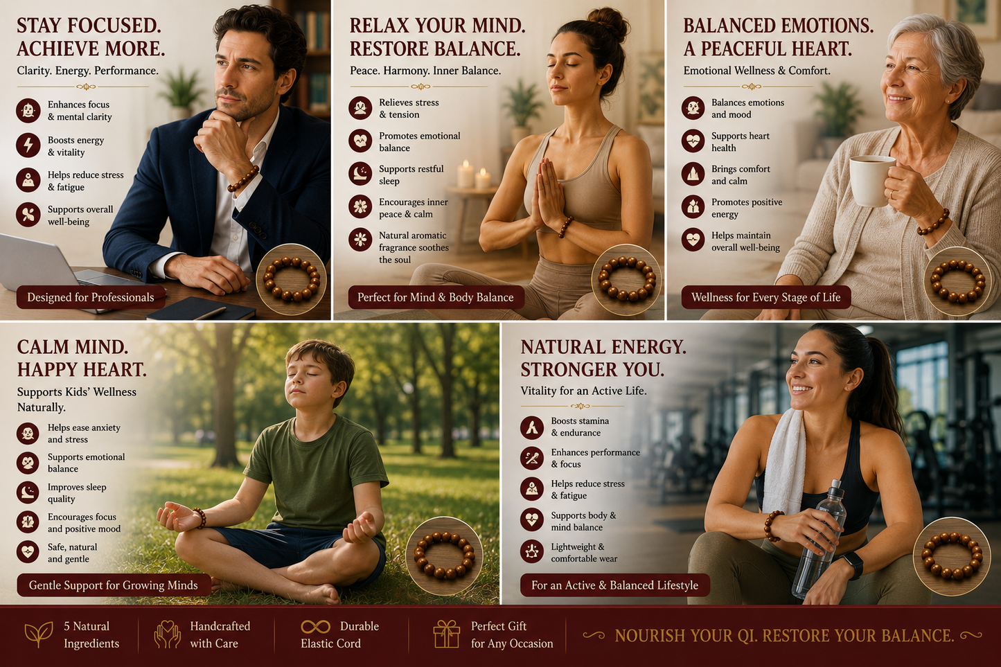 Wen Si He Xiang Zhu Bracelet | Handmade Chinese Herbal Aroma Beads for Digestive Comfort & Mental Clarity