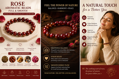 Rose He Xiang Zhu Bracelet | Handmade Chinese Herbal Aroma Beads for Mood Balance