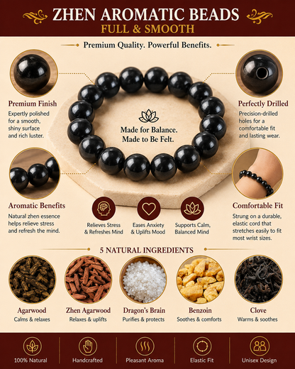 Zhen He Xiang Zhu Bracelet | Handmade Chinese Herbal Aroma Beads for Sleep & Calm