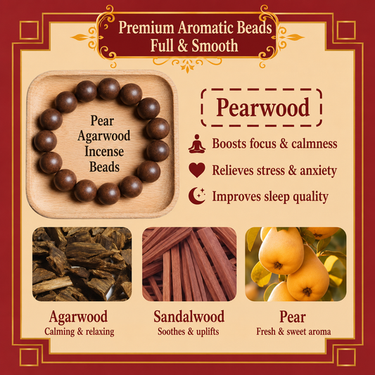 Pearwood He Xiang Zhu Bracelet | Handmade Chinese Herbal Aroma Beads for Sleep & Calm