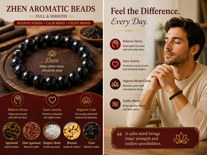 Zhen He Xiang Zhu Bracelet | Handmade Chinese Herbal Aroma Beads for Sleep & Calm