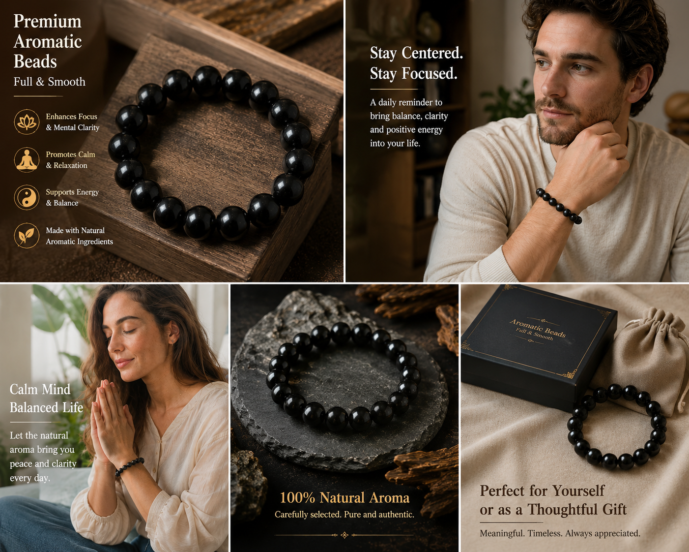 4-in-1 He Xiang Zhu Bracelet | Handmade Chinese Herbal Aroma Beads for Focus & Seasonal Clarity