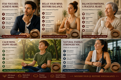 Tian Nian He Xiang Zhu Bracelet | Handmade Chinese Herbal Aroma Beads for Vitality & Recovery
