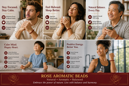 Rose He Xiang Zhu Bracelet | Handmade Chinese Herbal Aroma Beads for Mood Balance