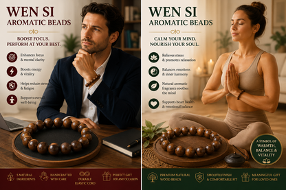 Wen Si He Xiang Zhu Bracelet | Handmade Chinese Herbal Aroma Beads for Digestive Comfort & Mental Clarity
