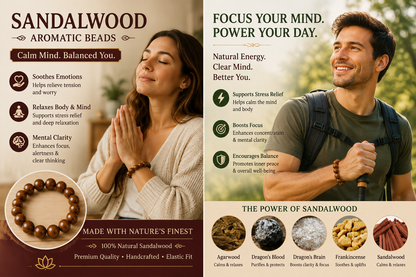 Sandalwood He Xiang Zhu Bracelet | Handmade Chinese Herbal Aroma Beads for Calm Focus