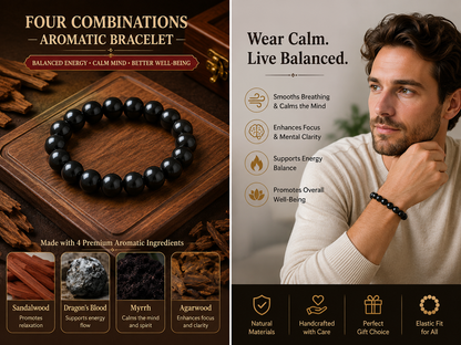 4-in-1 He Xiang Zhu Bracelet | Handmade Chinese Herbal Aroma Beads for Focus & Seasonal Clarity